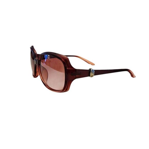Rosie Brown Square Sunglasses with Silver Metal Accents + NEW Soft Leather Case - Picture 7 of 13